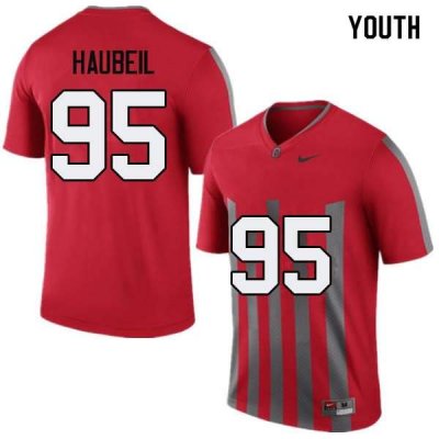 NCAA Ohio State Buckeyes Youth #95 Blake Haubeil Throwback Nike Football College Jersey ELR0445WQ